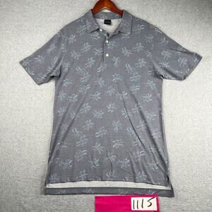 Dunning Golf Polo Shirt Mens Medium Gray Blue Flower Casual